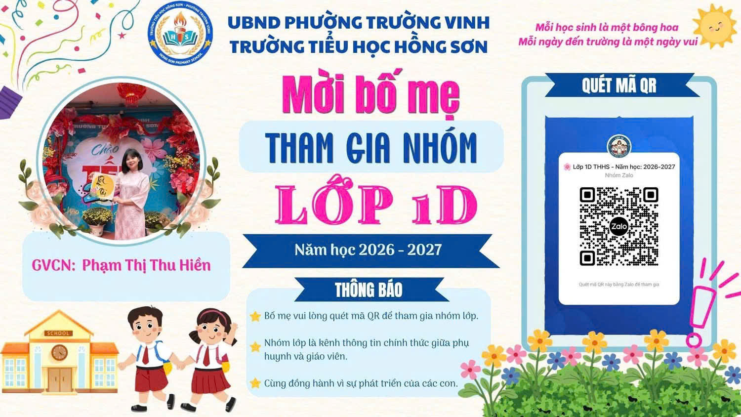 Trường Tiểu học Hồng Sơn hân hoan đón chào năm học mới 2026 - 2027. ❤️❤️❤️